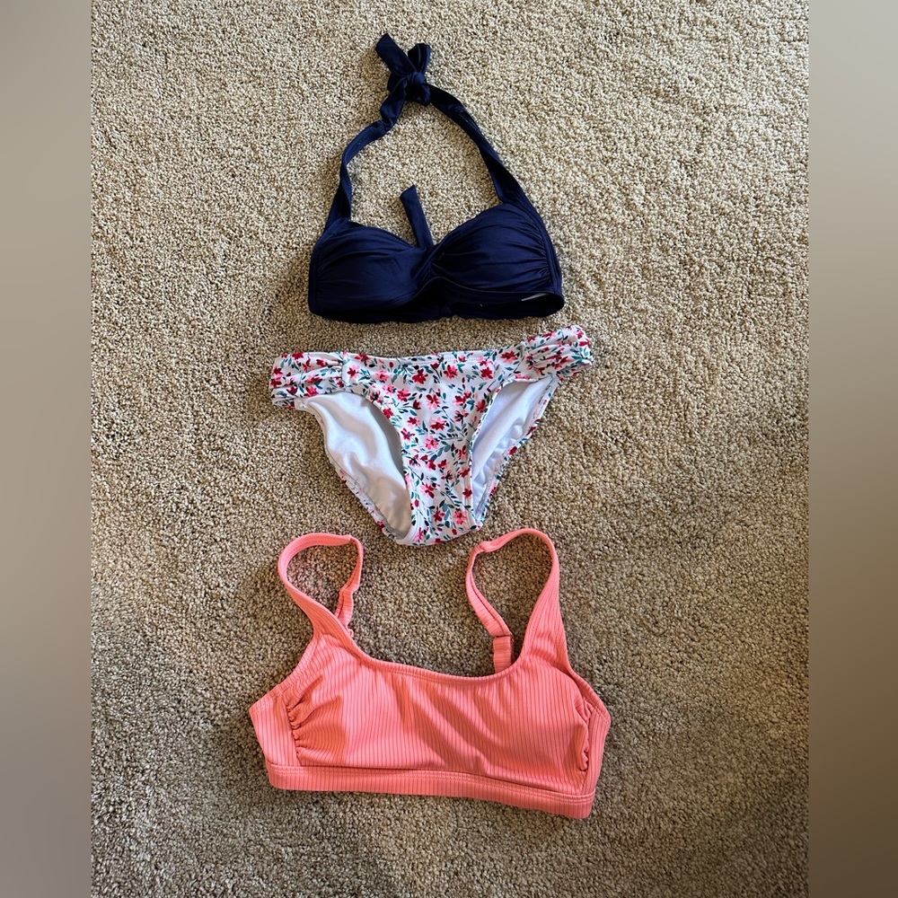 Swimsuit, two tops, one bottom, all three are target brand.
